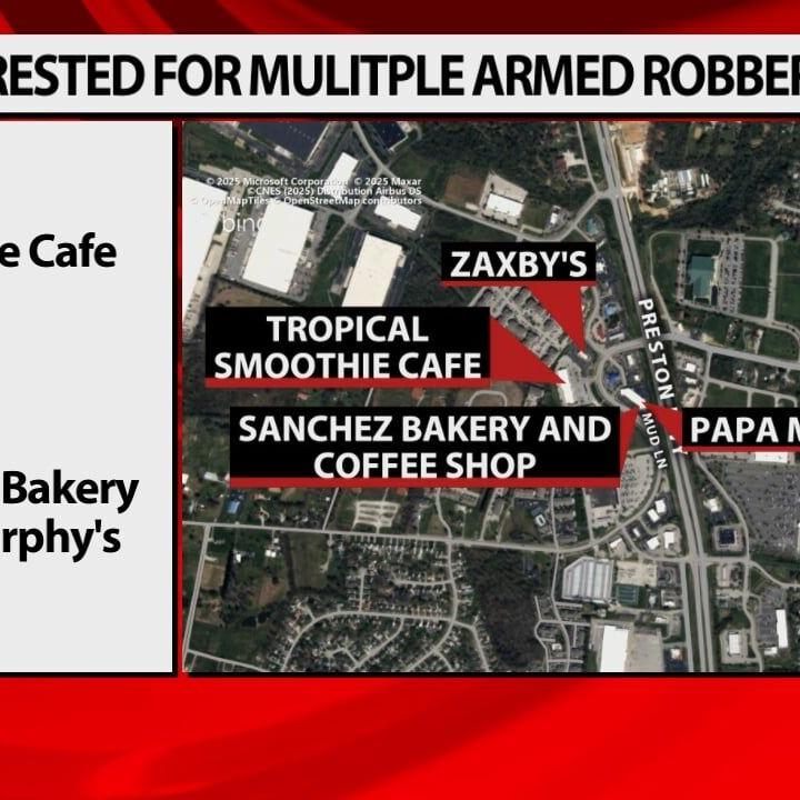 Louisville man arrested for armed robberies near Hillview, faces multiple charges